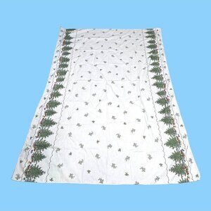 Vintage Cuthbertson 60X82 Rectangular Tablecloth Christmas Tree Wide Green Band